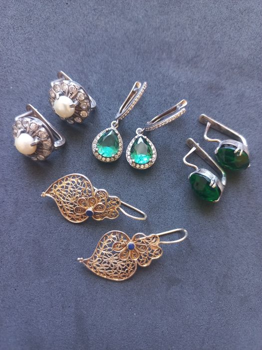 Серьги серебро 925проба и 875проба