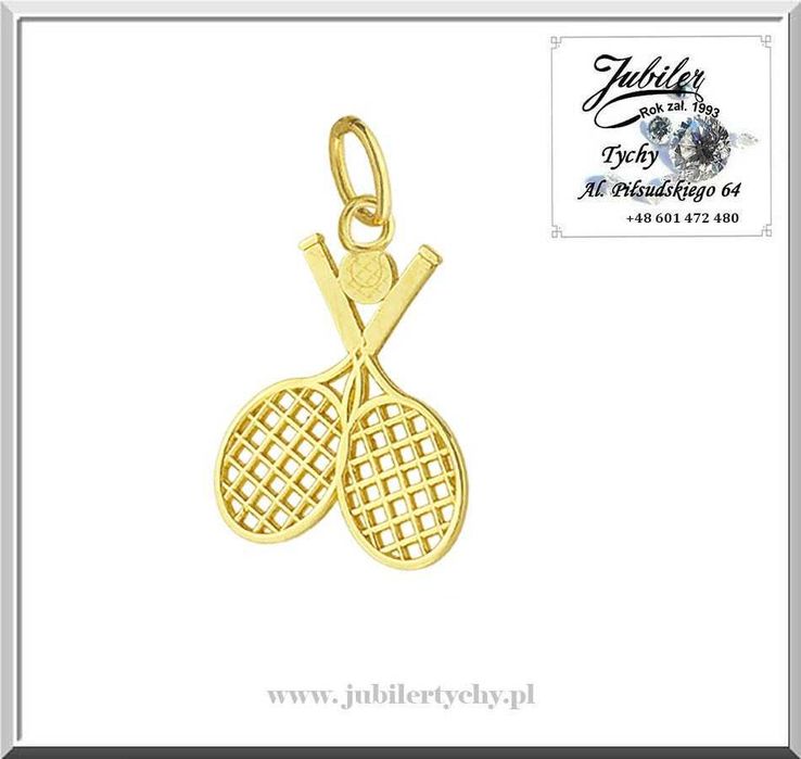 Złote rakiety tenisowe Tenis ziemny złoty wisiorek Au585