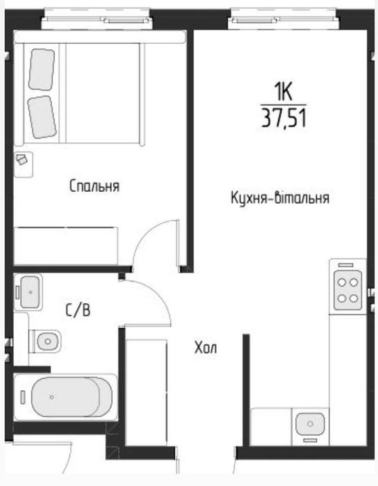 1-кімнатна квартира 2 поверх Білогородка під Києвом $17817