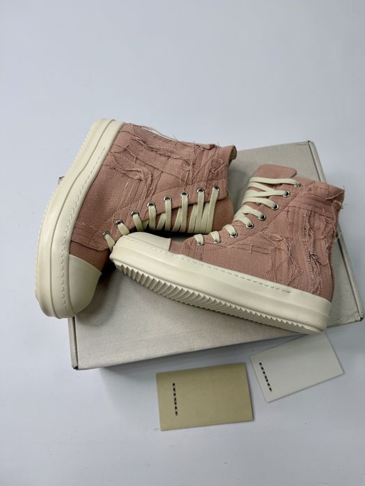 Нові Кеди Rick Owens Distressed High Ramones Slashed Pink-White/size 37 /Преміум якість!