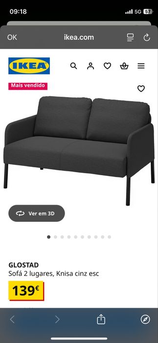 Sofá 2 Lugares IKEA – GLOSTAD – Como Novo