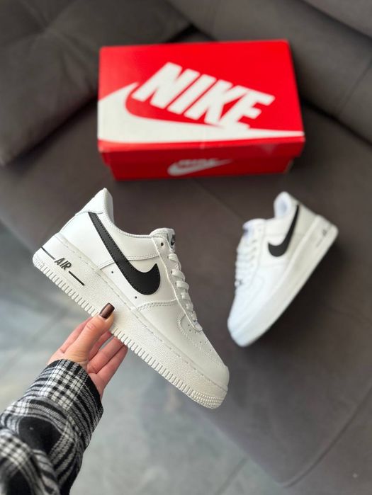 Кросівки Кроссовки Nike Air Force White black Білий Белый повсякденні