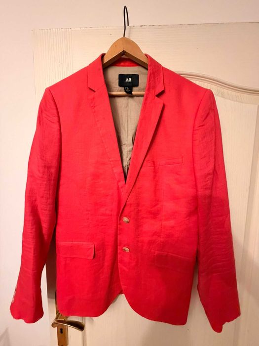 Męska marynarka Casual- H&M- Bawełna - Czerwona/Różowa - roz EUR 50