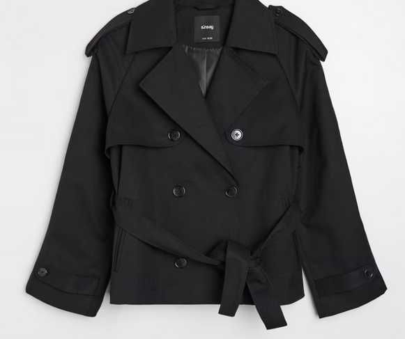 krotszy dwurzedowy trencz oversize M