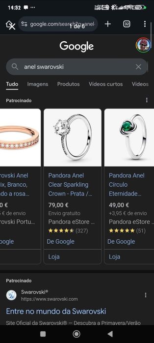 Anel solitário swarovski