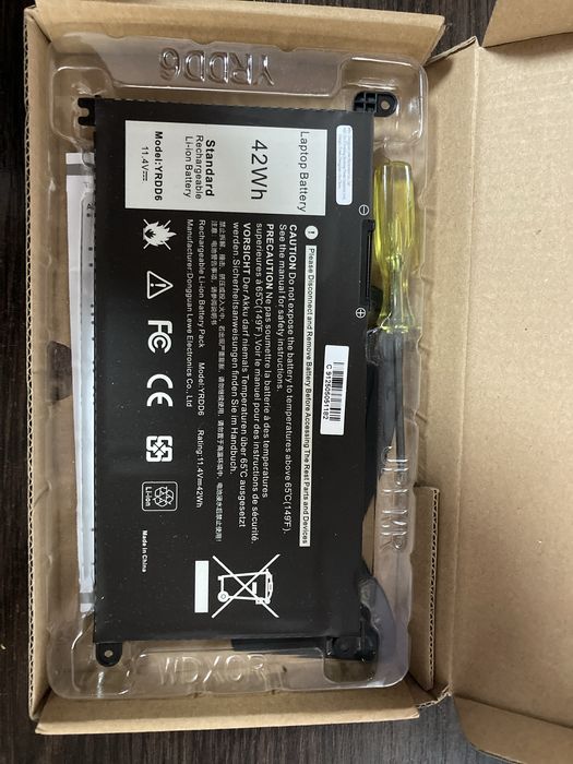 Aкумулятор для ноутбука Dell моделі YRDD6