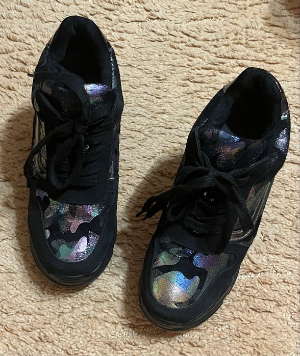 Ботинки кроссовки y2k аниме черные