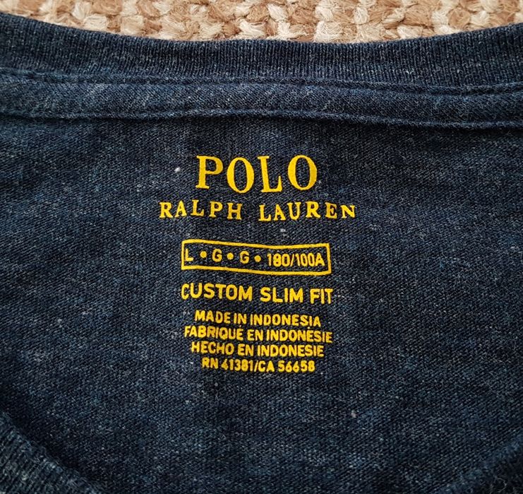 футболка Ralph Lauren Polo custom slim fit оригинал L синяя