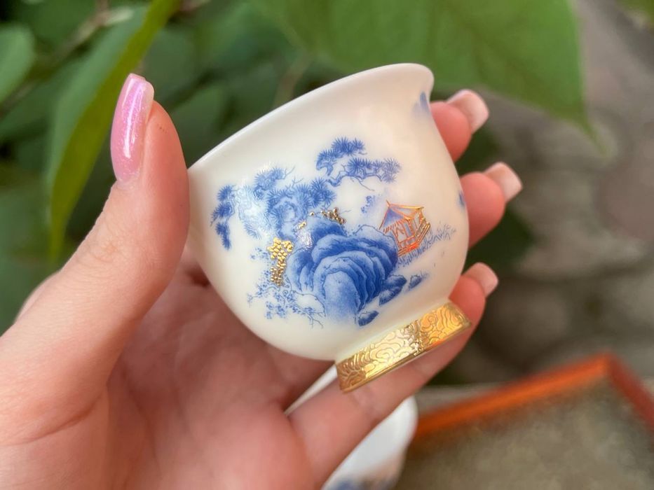 Унікальний Колекційний Фарфоровий Чайний Сервіз чайник + 3 піали