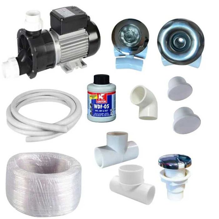 Zestaw do HYDROMASAŻU 8 dysz pompa 1100W do balii ogrodowej jacuzi wanny spa