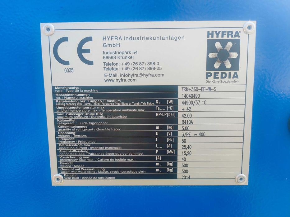 Chiller HYFRA Agregat wody lodowej Wytwornica