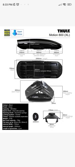 Bagageira Thule 800 + Barras 769+ Pés 757