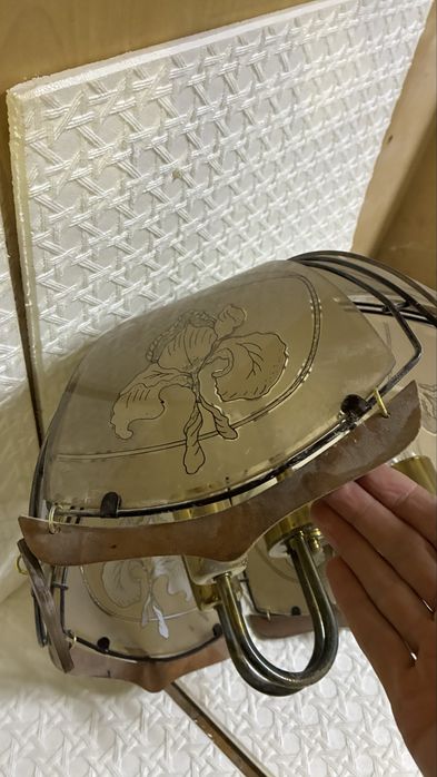 Lampa sufitowa PRL IRYS, przydymione szklo, kompletna, sprawna