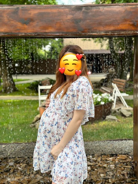 Сукня сарафан літня біла в квітковий принт шифон рюші на вагітну