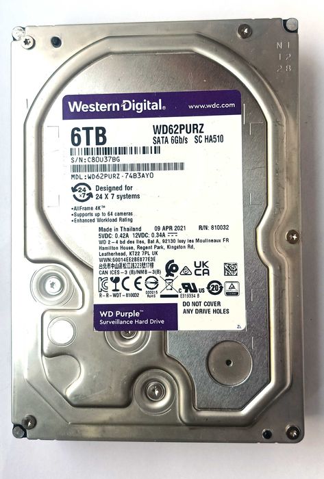 Dysk WD Western Digital PURPLE 6TB (do NAS oraz NVR) 3,5" SATA