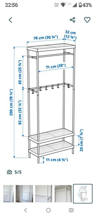 Wieszak na ubrania i buty, do przedpokoju, IKEA, biały
