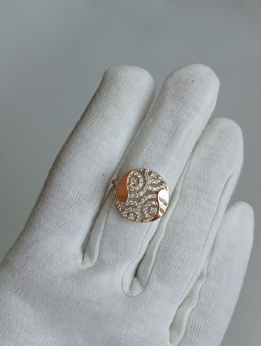 Срібна каблучка з золотими пластинами