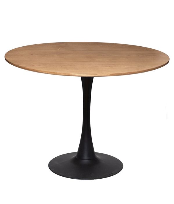 Mesa redonda Homa tampo madeira e pé metal preto