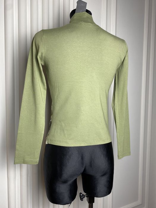 Wiskozowy golf bluzka khaki w kratę 38 S M lata 2000 vintage