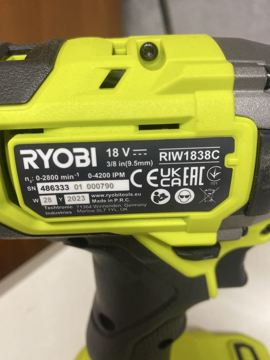 Klucz udarowy RYOBI RIW1838C. Oryginalny 400 Nm