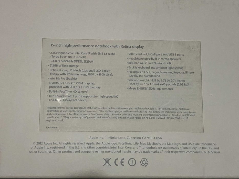 Apple MacBook Pro 15” Retina (A1398, i7, 16 GB, 512 GB) + akcesoria