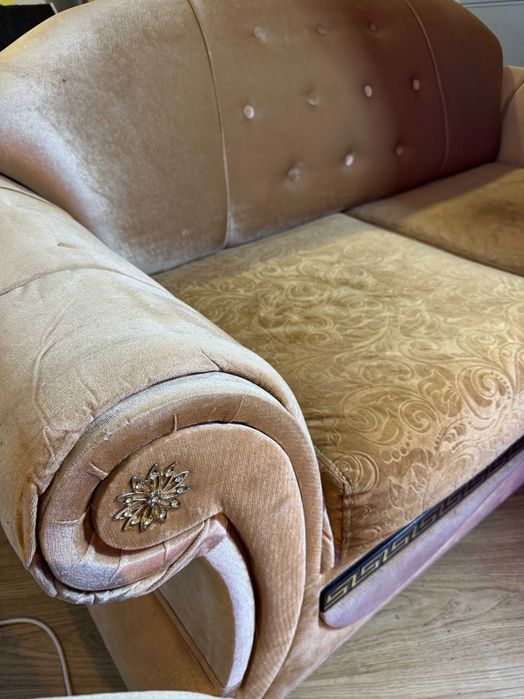 Zestaw dwóch sof barokowych welur glamour – stan bardzo dobry!