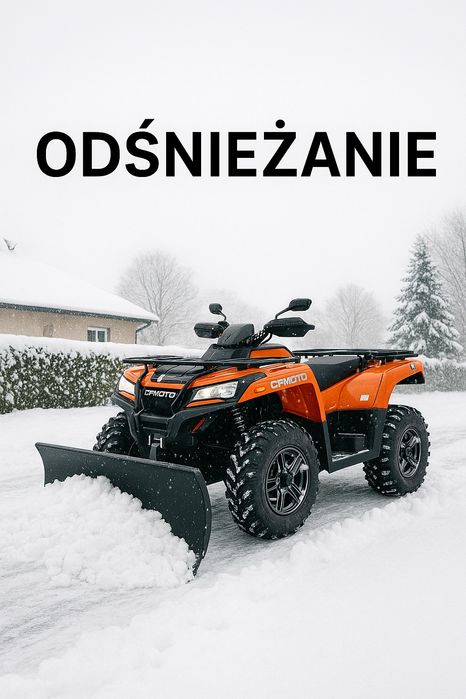 Odśnieżanie  quadem I łopatą