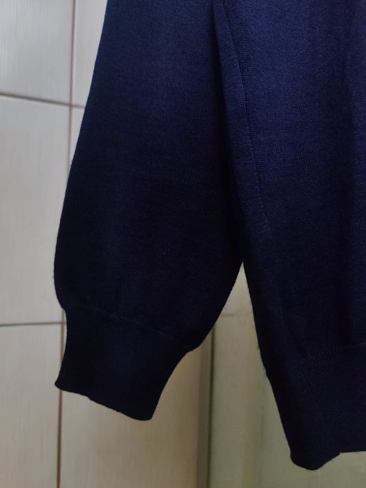 Sweter klasyczny M kardigan męski granatowy ciemny niebieski  wełniany