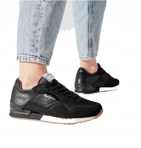 Pepe jeans buty sportowe sznurowane czarne z logo 38 awe