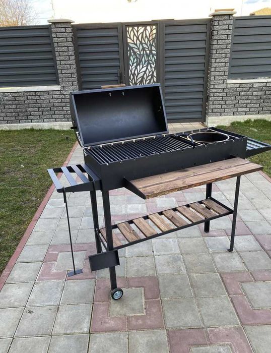 Мангал з кришкою для барбекю та підставкою під казан метал 5 мм