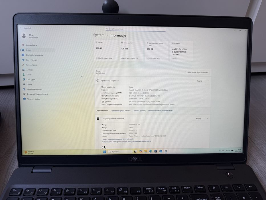 Laptop komputer Dell latitude 5500 i5 32GB 1TB SSD 15”