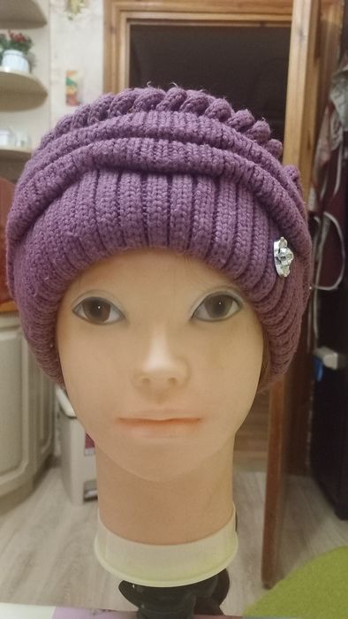 Зимова шапка жіноча, подвійна шапка, тепла шапка, р.54-56