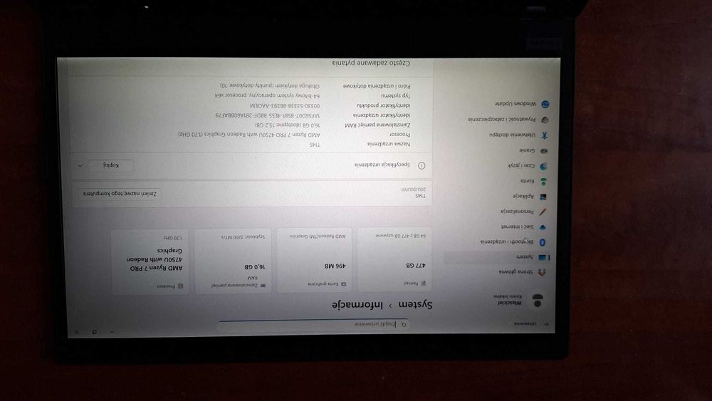 Lenovo ThinkPad T14s , AMD Ryzen 7 PRO , Ekran Dotykowy