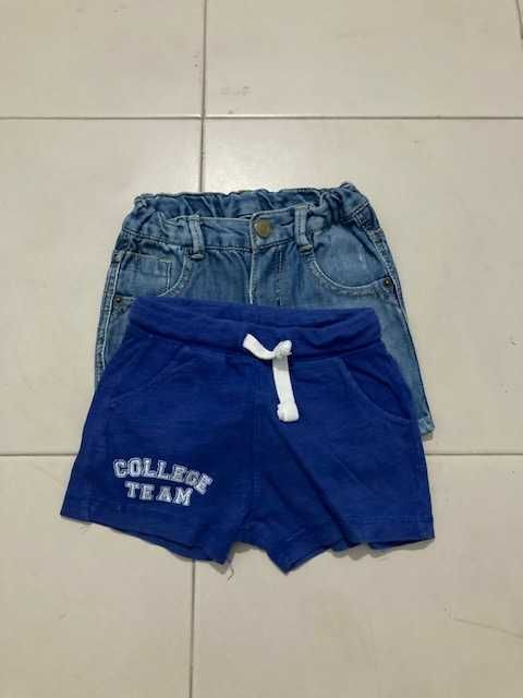 Pack 2 calções algodão/ganga tamanho 6/9 meses