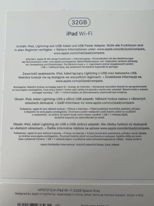 Oryginalne pudełko do Apple iPad 5 Wi-Fi 32GB Space Gray