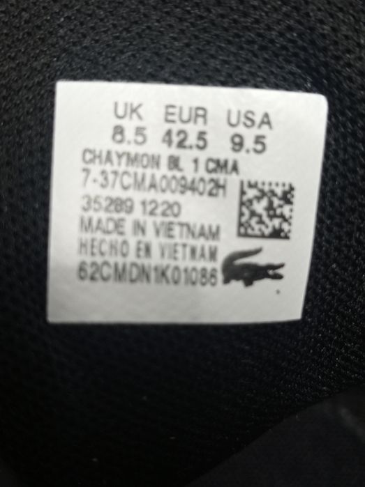 Buty Lacoste Chaymon rozmiar 42 ,5 czarne skóra Nowe skórzane 27 cm 43