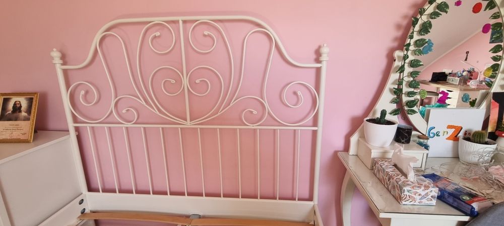 Ikea LEIRVIK  łóżko metalowe