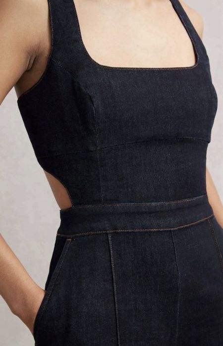 Жіночий джинсовий комбінезон Reiss Dionna Wide-Leg Cut-Out