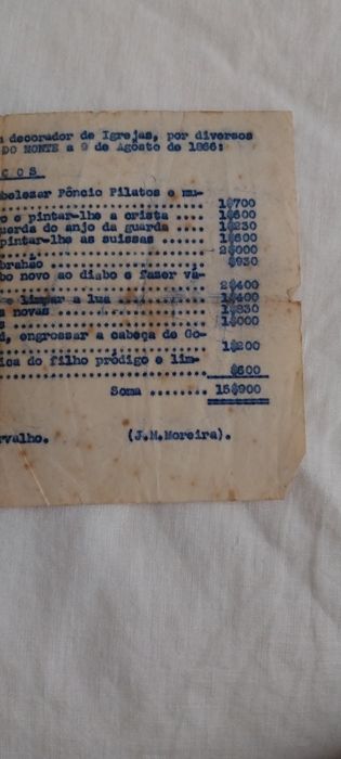 Bom Jesus do Monte, factura passada p/ decorador em 1866