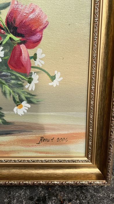 Obraz olejny martwa natura maki