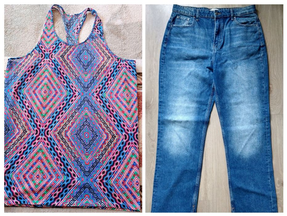 Spodnie damskie jeans Reserved 44 plus koszulka