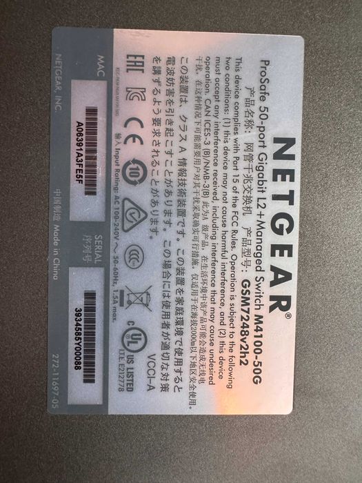 Switch Netgear Prosafe m4100-50g