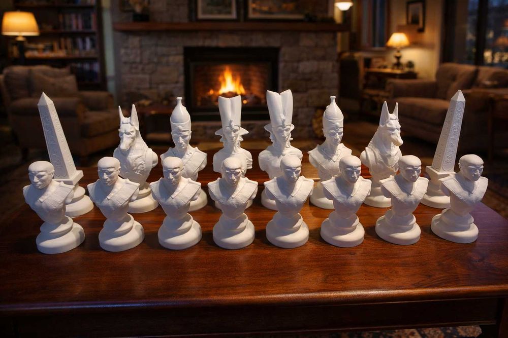 Zestaw szachowy w stylu egipskim