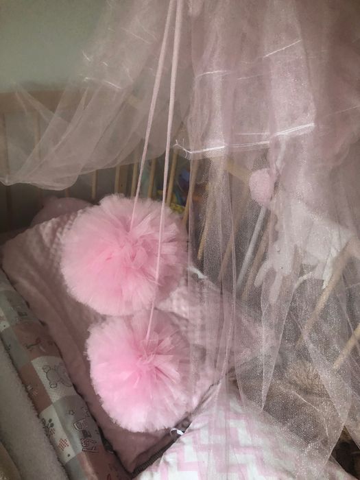 Балдахін на ліжечко рожевий