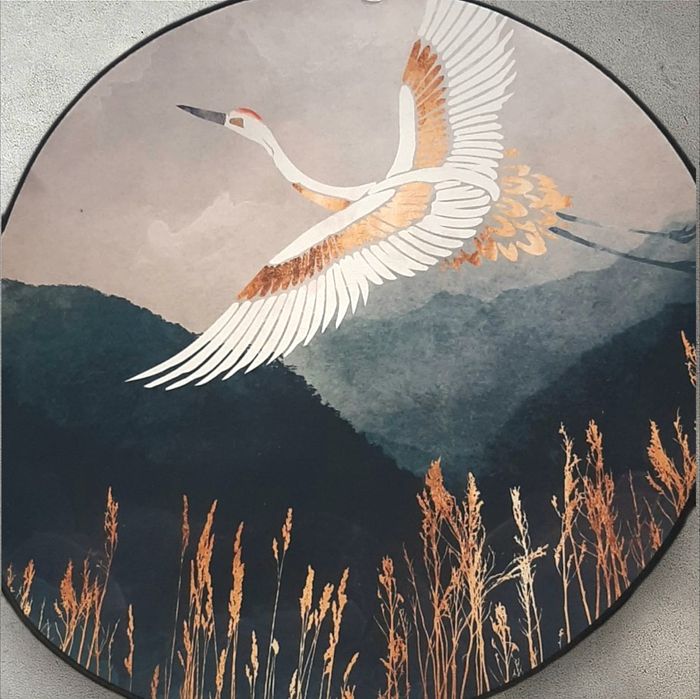 Dywanik okrągły ozdobny japoński żuraw góry salonu sypialni biura nowy