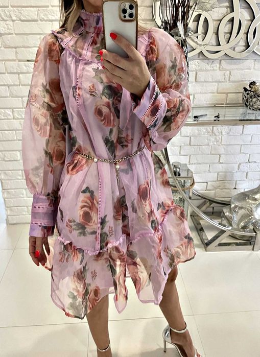 Sukienka mini kwiatowa falbanki uni missguided