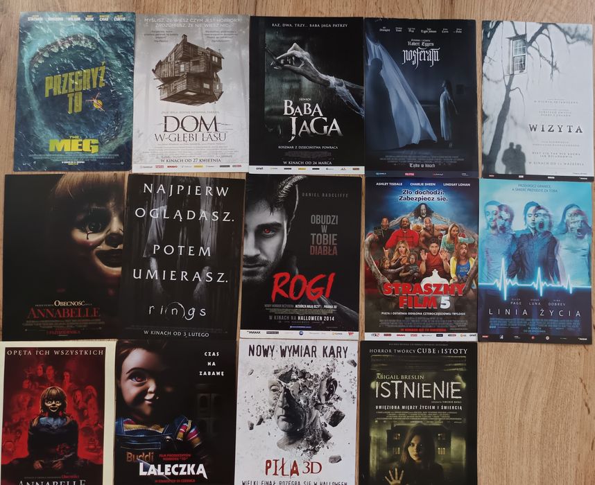 Ulotki filmowe kinowe horror 14 sztuk