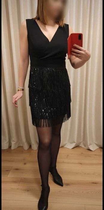 Sukienka sylwestrowa wieczorowa koktajlowa rozm 40 L cekiny