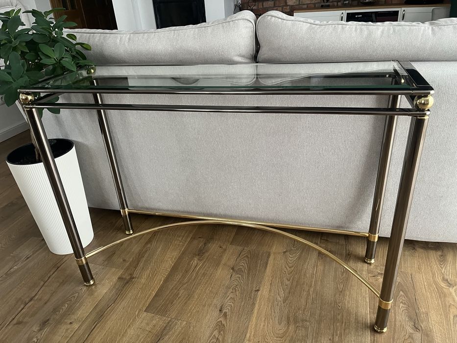 Konsola  metalowa ze szklanym blatem
