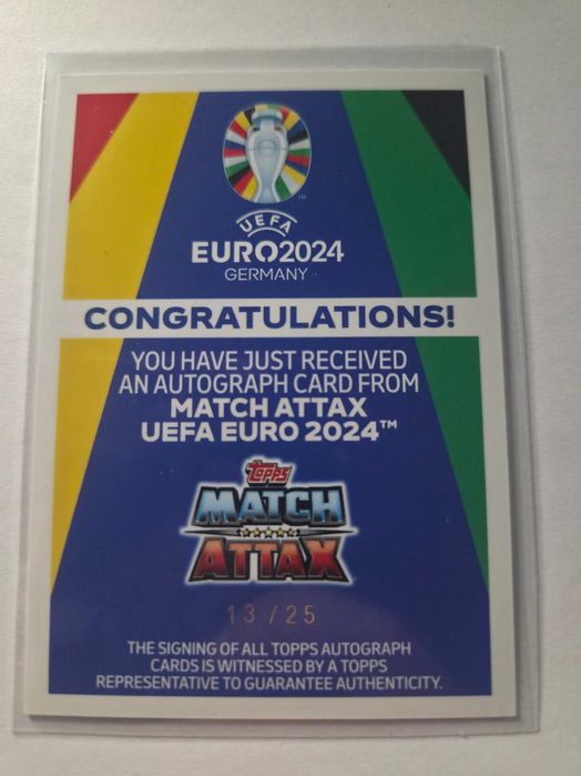 Lois Openda Autograf 13/25 Euro 2024 Topps